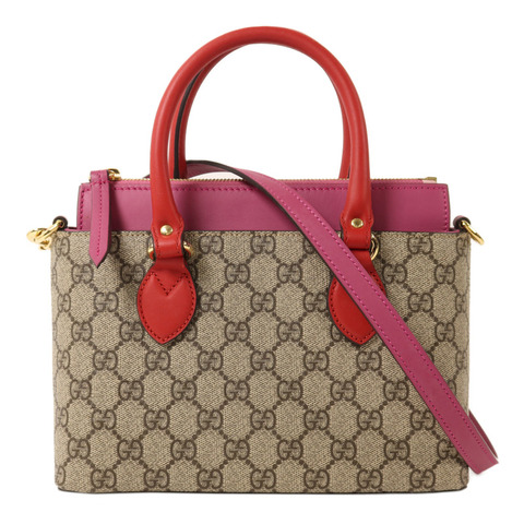 GUCCI 塗層帆布GG Supreme Mini Zip Bag金扣手挽肩背兩用袋