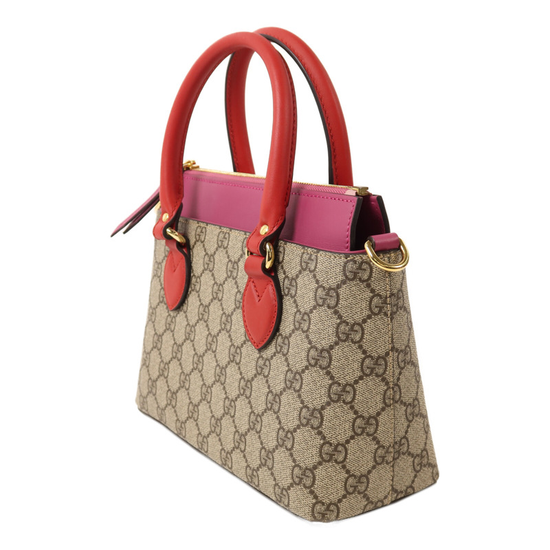 GUCCI 塗層帆布GG Supreme Mini Zip Bag金扣手挽肩背兩用袋-2