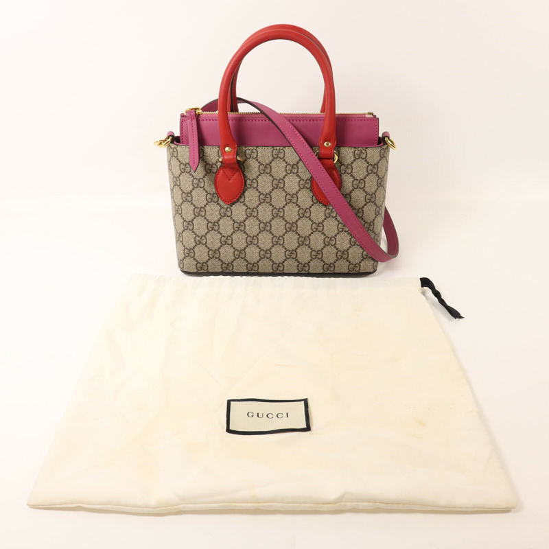 GUCCI 塗層帆布GG Supreme Mini Zip Bag金扣手挽肩背兩用袋-9