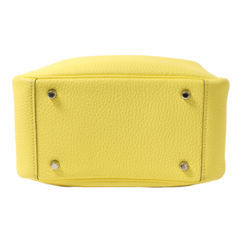 HERMES Clemence皮革Mini Lindy銀扣手挽肩背兩用袋Lime-3