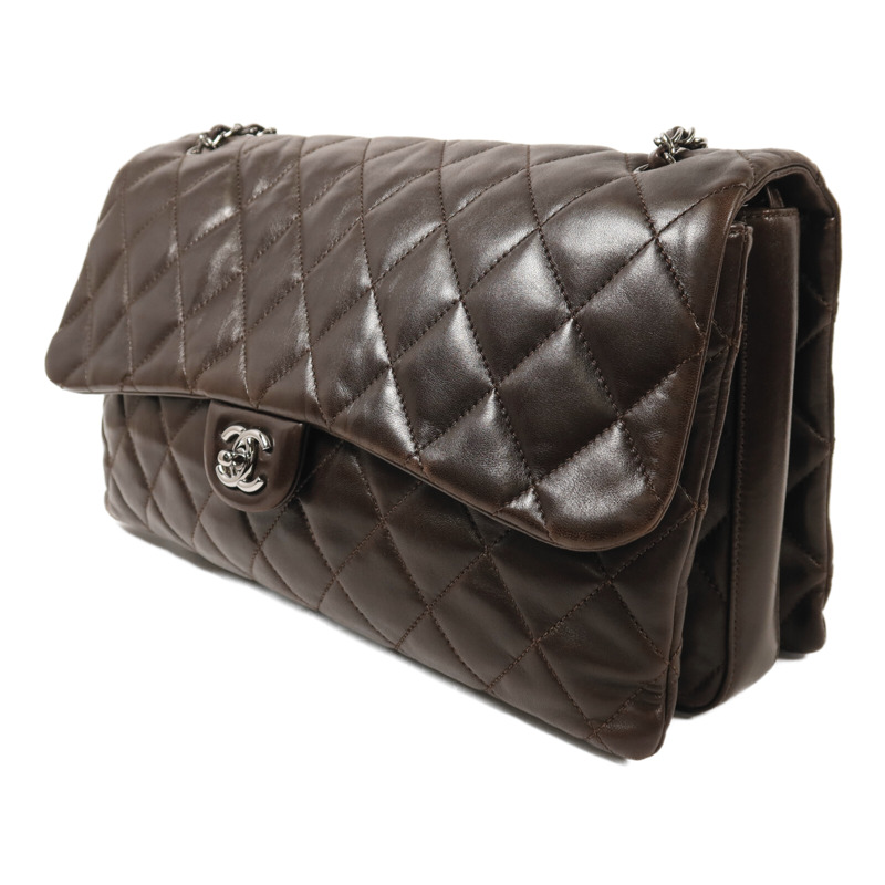 CHANEL 羊皮皮革Chain Shoulder銀扣鏈帶肩背袋-2