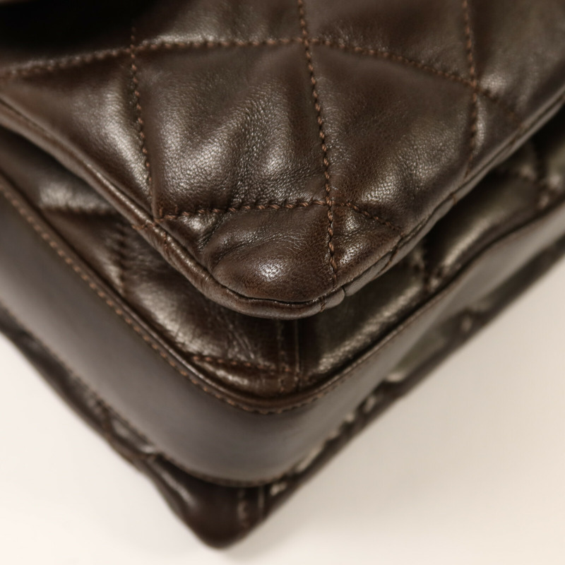 CHANEL 羊皮皮革Chain Shoulder銀扣鏈帶肩背袋-10