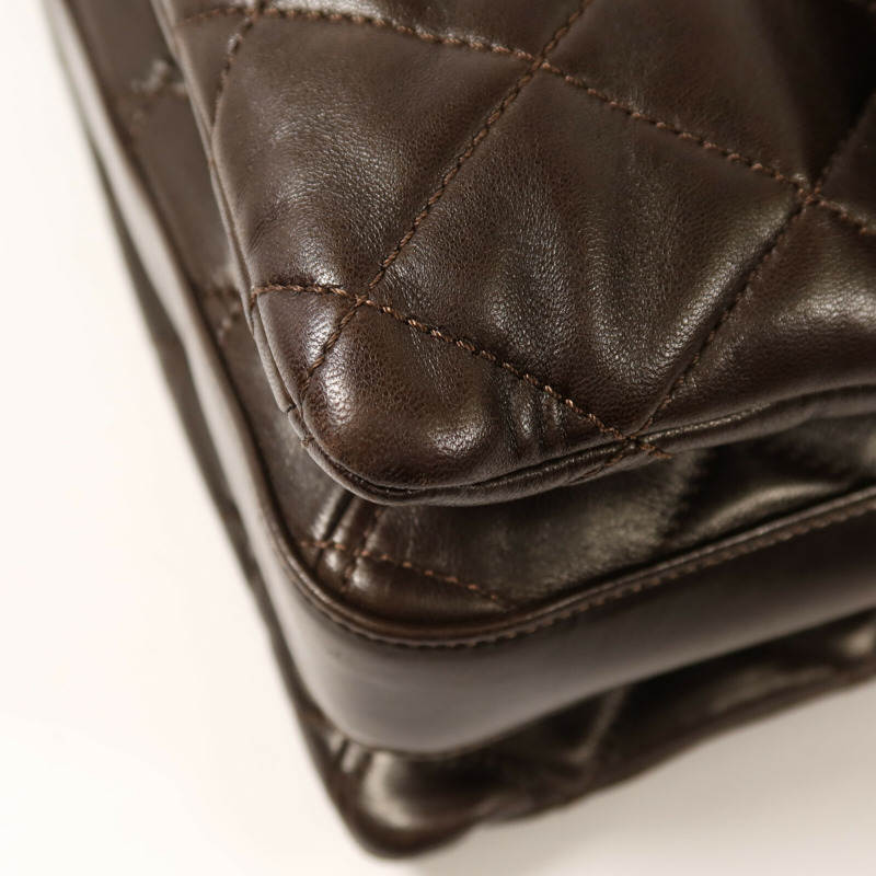 CHANEL 羊皮皮革Chain Shoulder銀扣鏈帶肩背袋-11