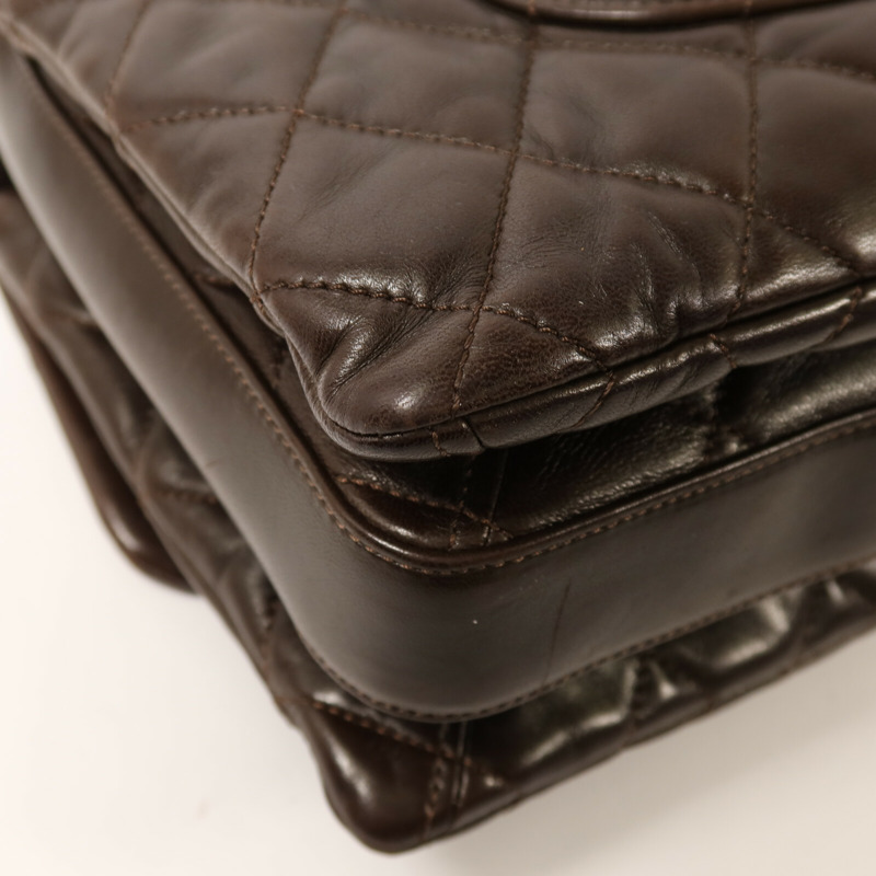 CHANEL 羊皮皮革Chain Shoulder銀扣鏈帶肩背袋-12