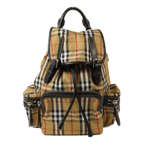 BURBERRY 棉質/尼龍Rucksack銀扣鏈帶背包