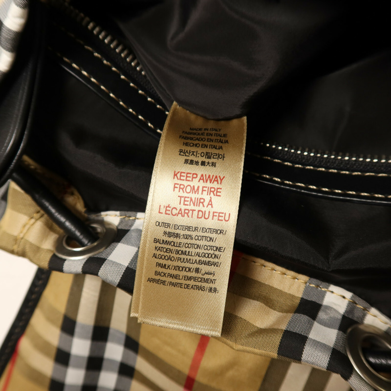 BURBERRY 棉質/尼龍Rucksack銀扣鏈帶背包-10
