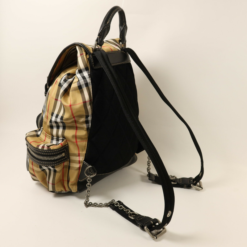 BURBERRY 棉質/尼龍Rucksack銀扣鏈帶背包-12