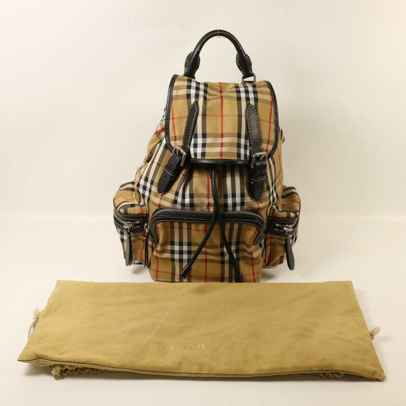 BURBERRY 棉質/尼龍Rucksack銀扣鏈帶背包-13