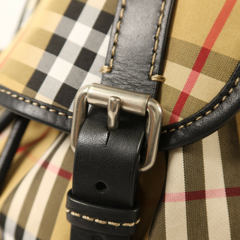 BURBERRY 棉質/尼龍Rucksack銀扣鏈帶背包-14