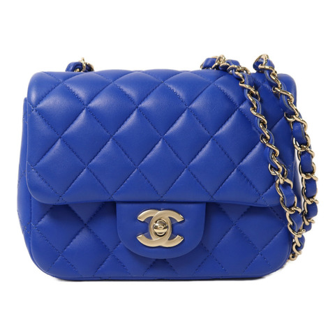 CHANEL 羊皮皮革Mini Classic 17金扣鏈帶肩背袋