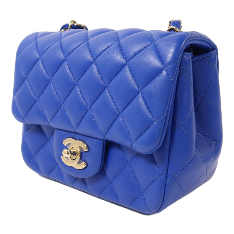 CHANEL 羊皮皮革Mini Classic 17金扣鏈帶肩背袋-2