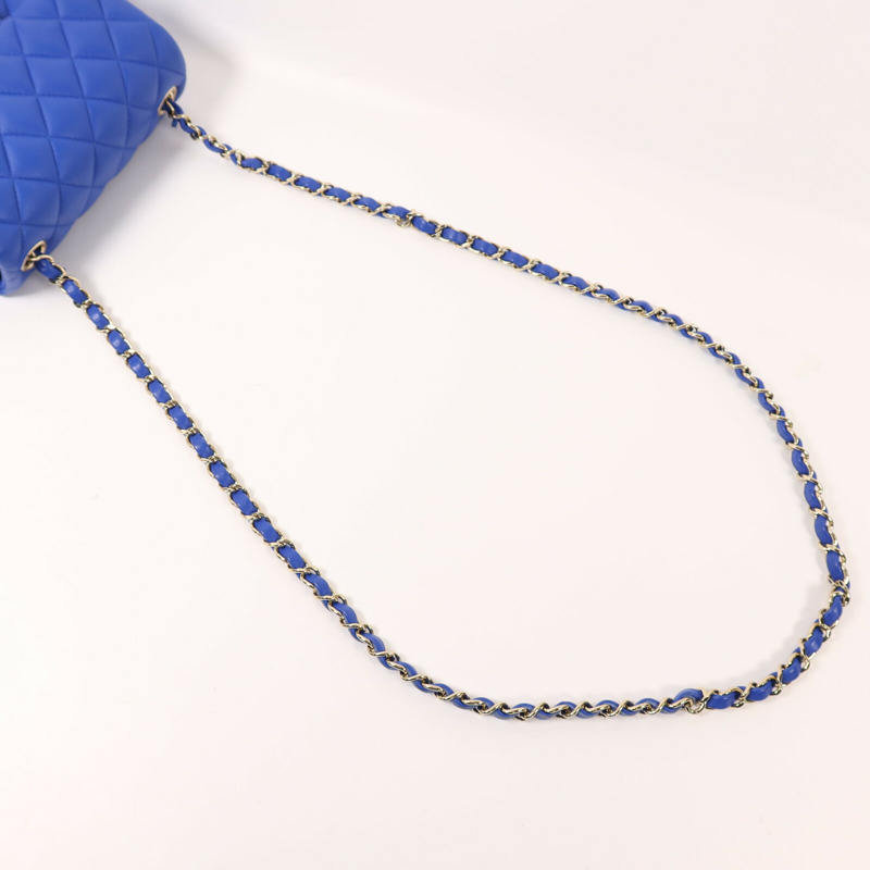 CHANEL 羊皮皮革Mini Classic 17金扣鏈帶肩背袋-7