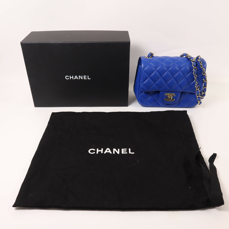 CHANEL 羊皮皮革Mini Classic 17金扣鏈帶肩背袋-8