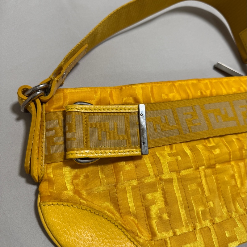 瑞奇二手精品 Fendi 黃色滿版 肩背包 晚宴包-2