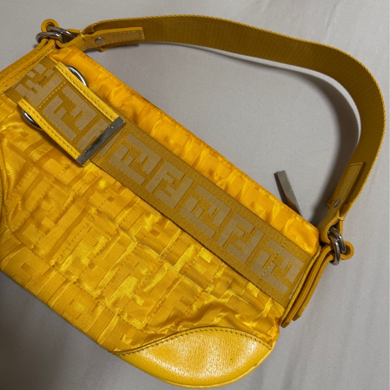瑞奇二手精品 Fendi 黃色滿版 肩背包 晚宴包-3
