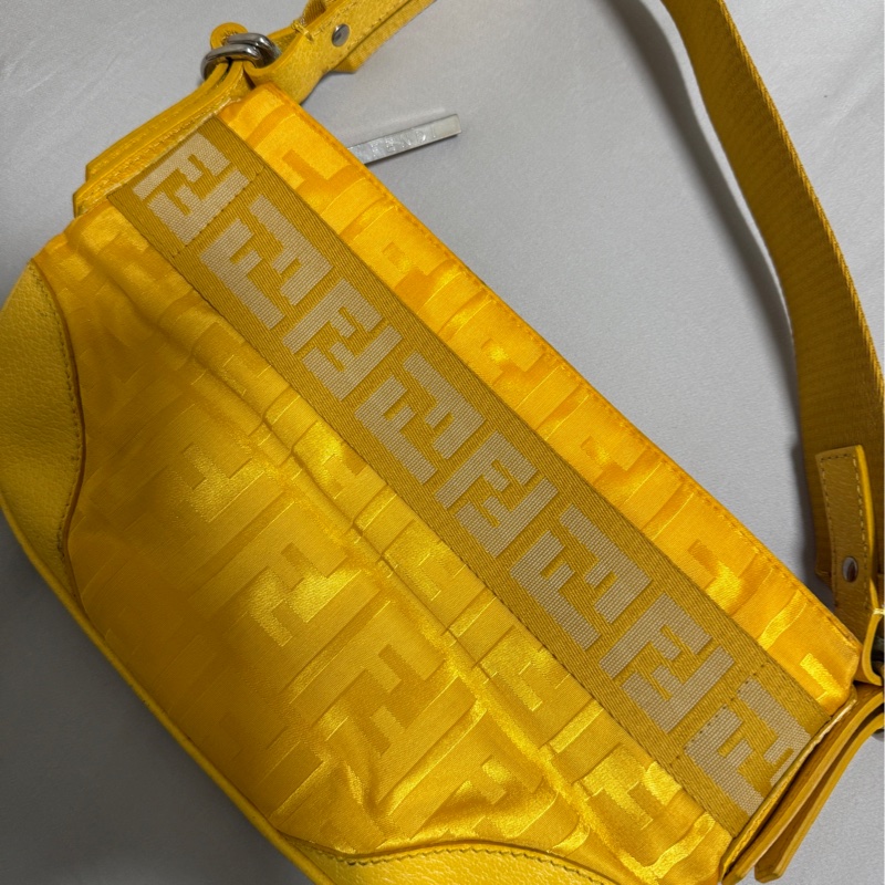 瑞奇二手精品 Fendi 黃色滿版 肩背包 晚宴包-5