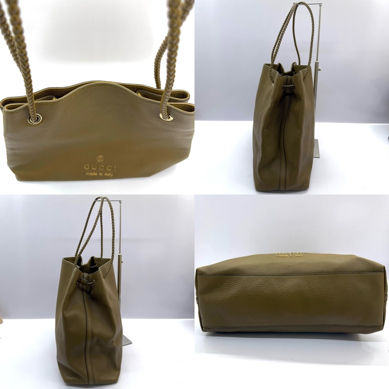 GUCCI 古馳 綠色牛皮肩背包 DRWA STRING SEMI-2