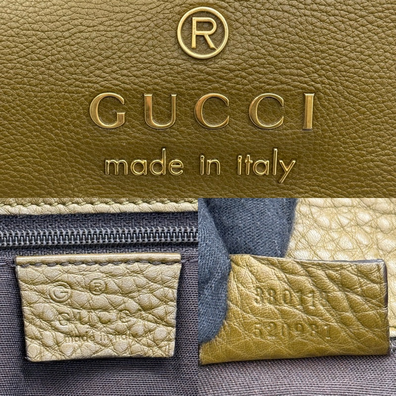 GUCCI 古馳 綠色牛皮肩背包 DRWA STRING SEMI-6