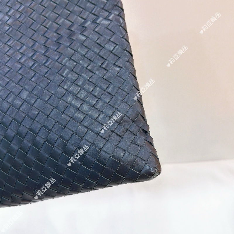 莉亞精品♡ BV 小編織深藍拉鍊斜背包 二手-5