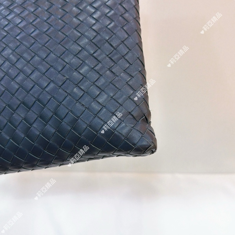 莉亞精品♡ BV 小編織深藍拉鍊斜背包 二手-6