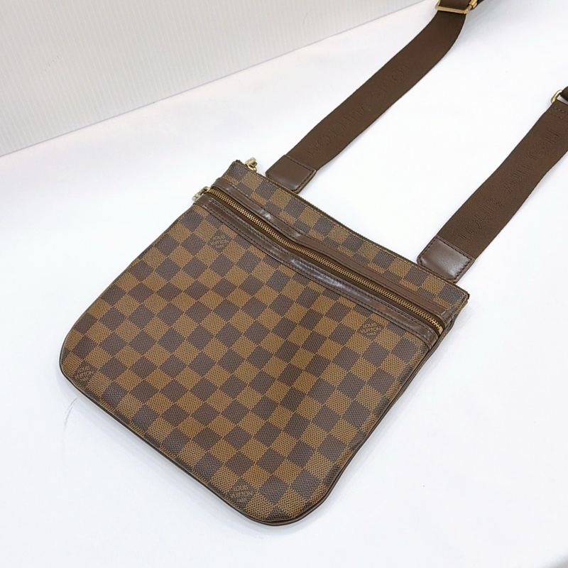 莉亞精品♡ LV N51111 棋盤格拉鍊斜背包 二手-0