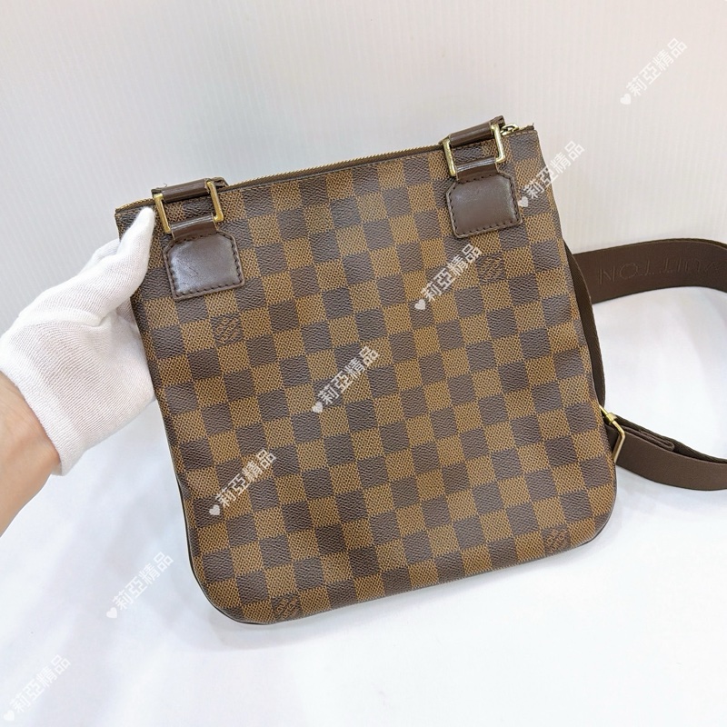 莉亞精品♡ LV N51111 棋盤格拉鍊斜背包 二手-3