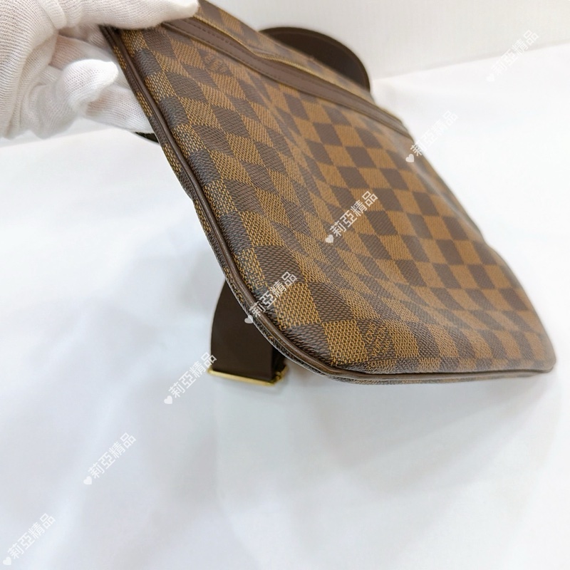 莉亞精品♡ LV N51111 棋盤格拉鍊斜背包 二手-7