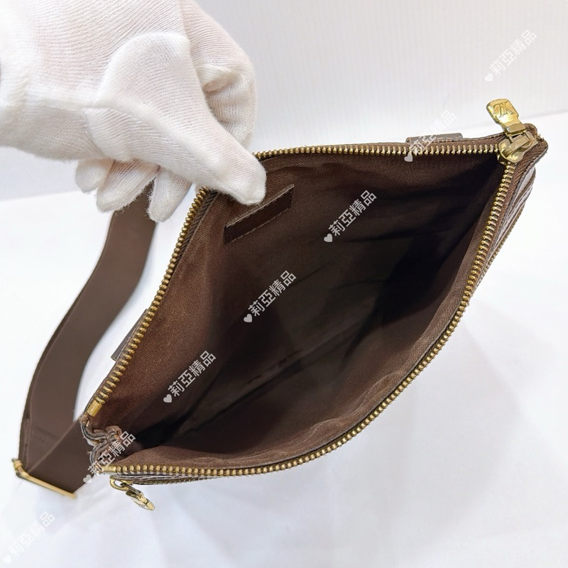 莉亞精品♡ LV N51111 棋盤格拉鍊斜背包 二手-10