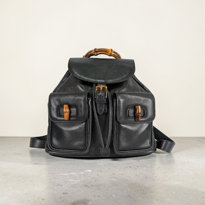 莉亞精品♡Gucci 竹節全皮後背包 二手美品-0