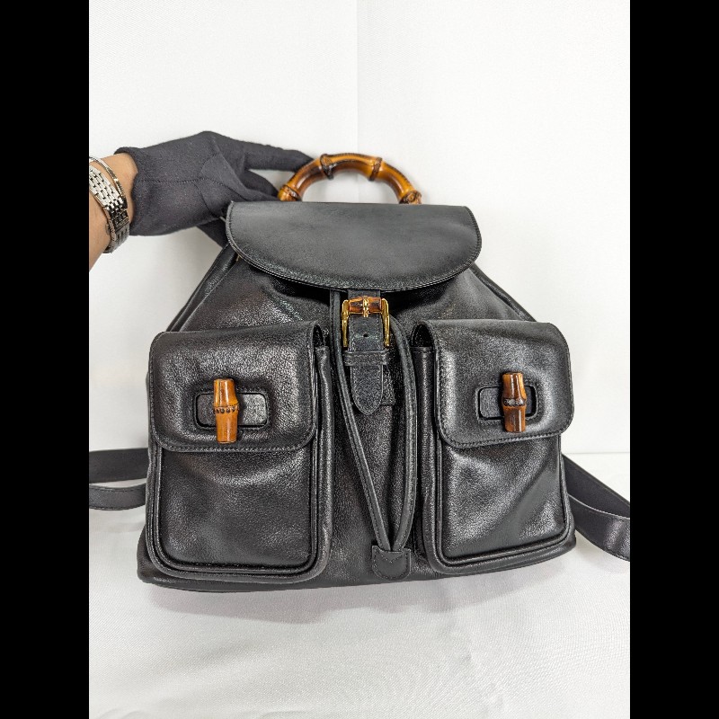 莉亞精品♡Gucci 竹節全皮後背包 二手美品-1