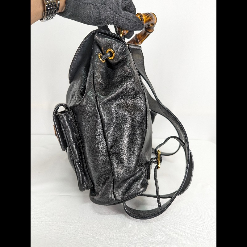 莉亞精品♡Gucci 竹節全皮後背包 二手美品-3