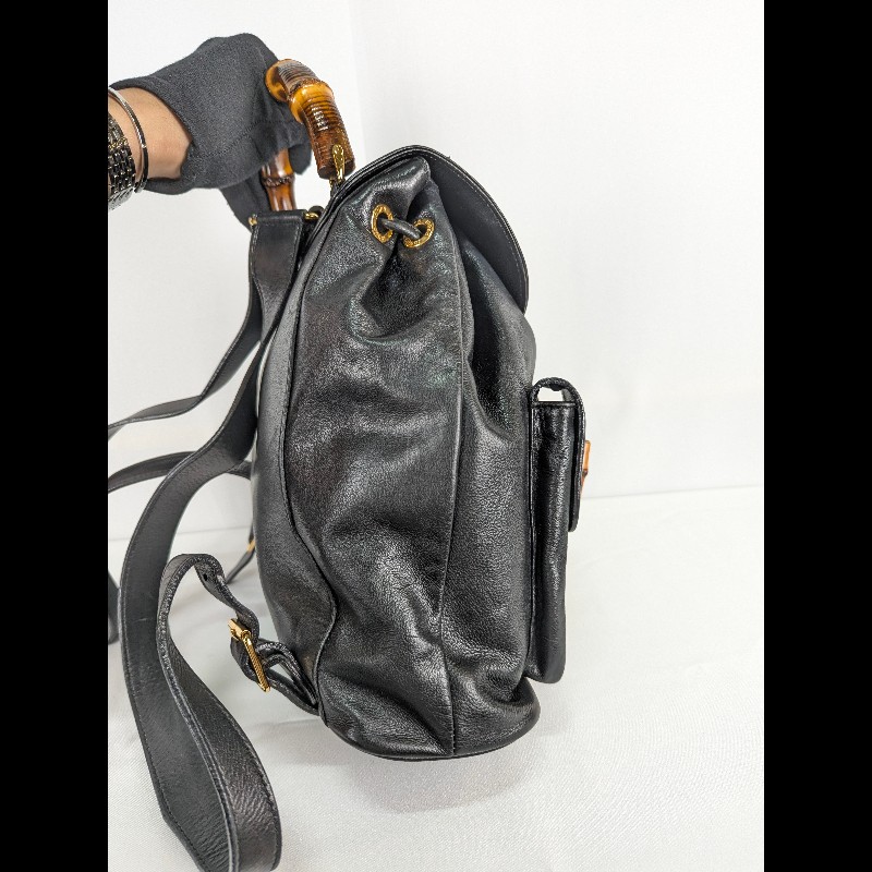 莉亞精品♡Gucci 竹節全皮後背包 二手美品-4