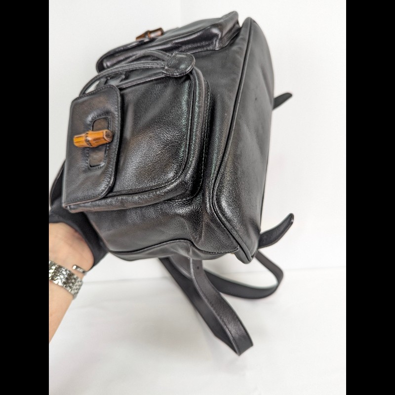 莉亞精品♡Gucci 竹節全皮後背包 二手美品-7