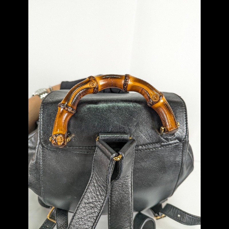 莉亞精品♡Gucci 竹節全皮後背包 二手美品-10