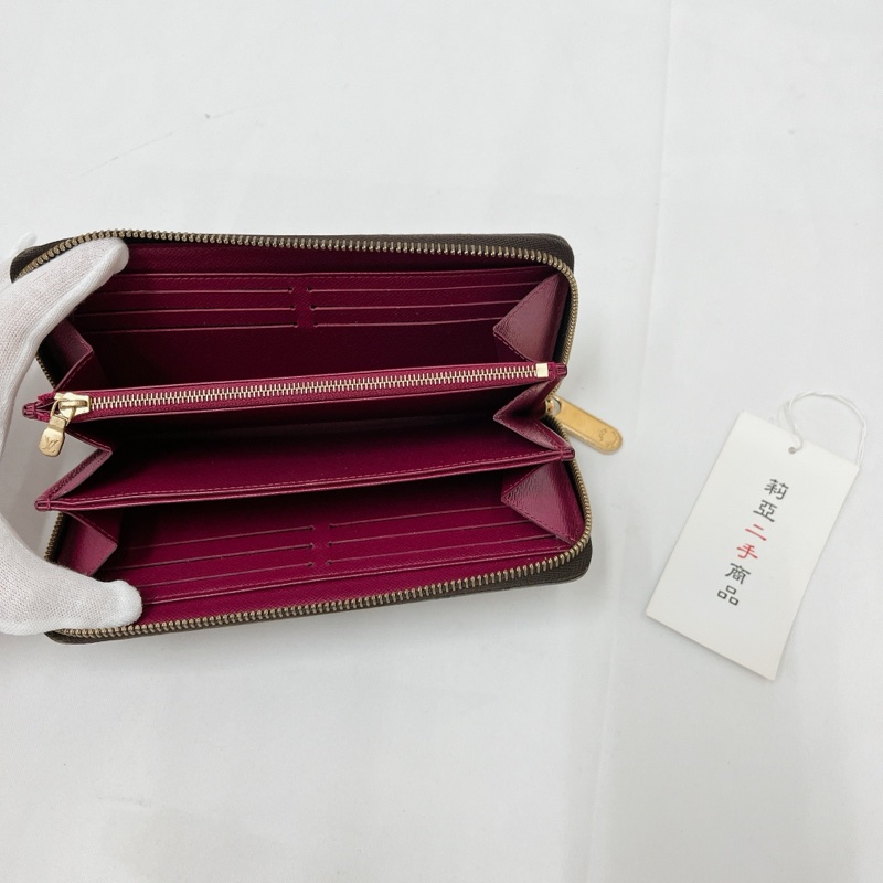 莉亞精品♡ LV M41895 ㄇ拉老花長夾 紫紅 二手-11