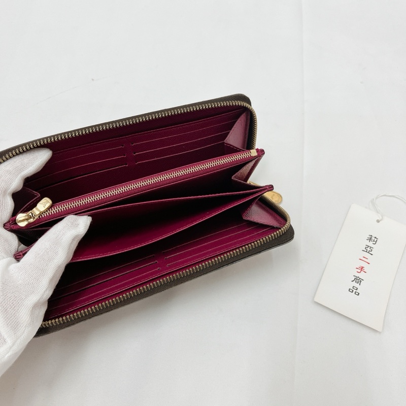 莉亞精品♡ LV M41895 ㄇ拉老花長夾 紫紅 二手-13