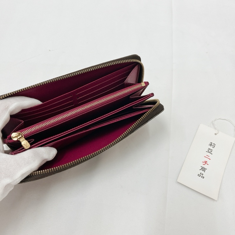 莉亞精品♡ LV M41895 ㄇ拉老花長夾 紫紅 二手-15