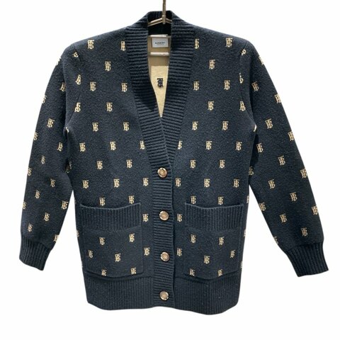 BURBERRY 博柏利 長版厚針織外套 黑色/米色