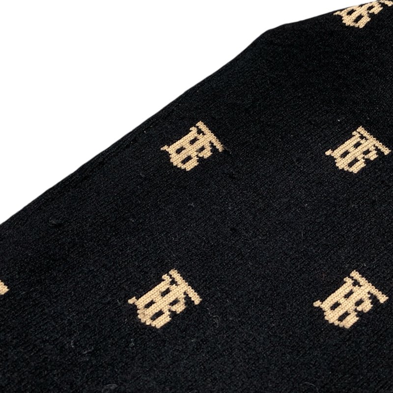 BURBERRY 博柏利 長版厚針織外套 黑色/米色-2