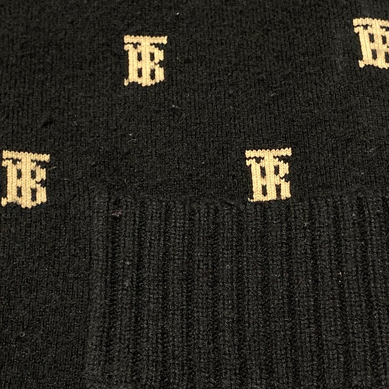 BURBERRY 博柏利 長版厚針織外套 黑色/米色-3