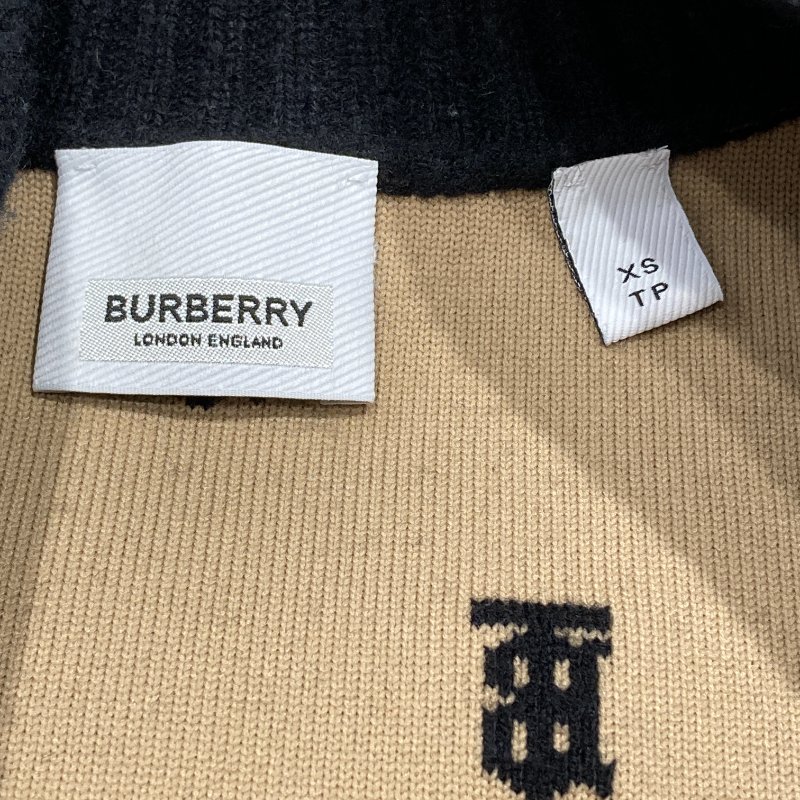 BURBERRY 博柏利 長版厚針織外套 黑色/米色-4