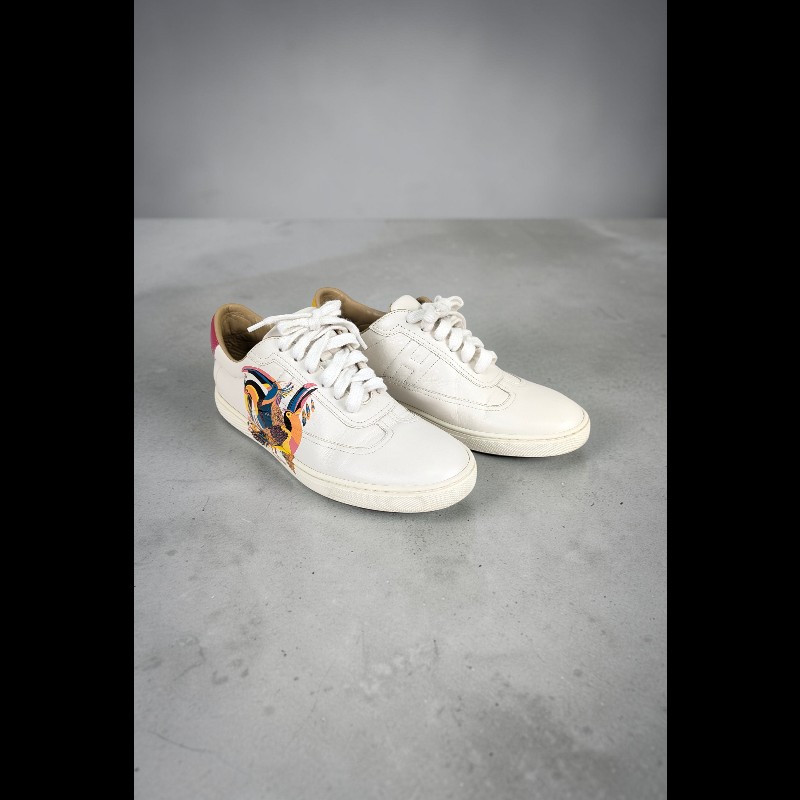 莉亞精品♡HERMES 巨嘴鳥印花休閒鞋 尺碼38.5 二手美品-0