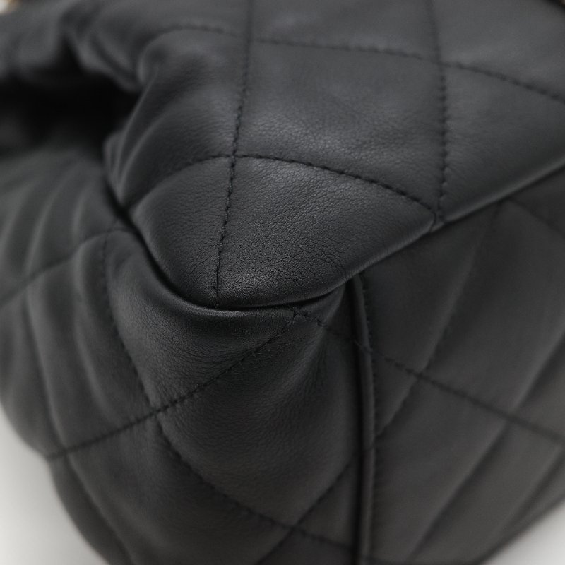 (超級新♥️閒置品)Chanel 香奈兒 黑色 菱格紋 山羊皮 皮穿練 鏈條 束口包 水桶包 斜挎包 AS1699-8