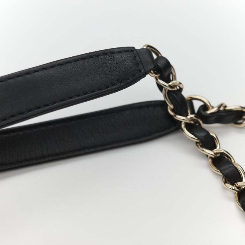 (超級新♥️閒置品)Chanel 香奈兒 黑色 菱格紋 山羊皮 皮穿練 鏈條 束口包 水桶包 斜挎包 AS1699-24