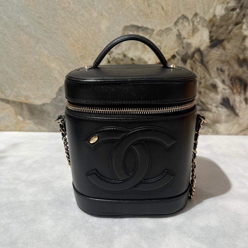 Chanel 黑羊皮單寧內裡Vanity兩用化妝箱-0