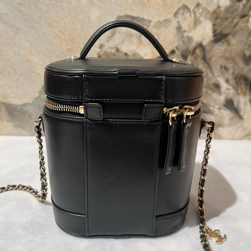 Chanel 黑羊皮單寧內裡Vanity兩用化妝箱-5