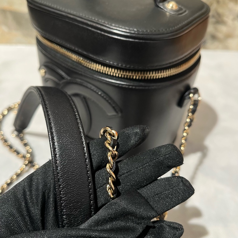 Chanel 黑羊皮單寧內裡Vanity兩用化妝箱-7