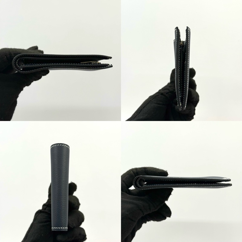 HERMES 愛馬仕 霧霾藍牛皮 PORTEFEUILLE H SELLIER COMPACT短夾  K刻-3