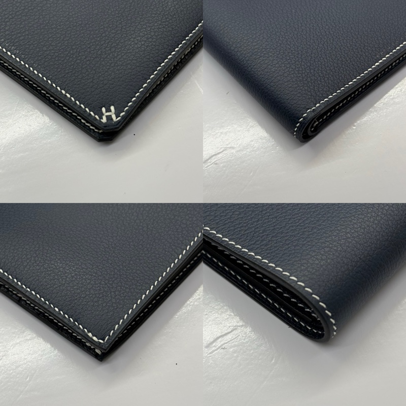 HERMES 愛馬仕 霧霾藍牛皮 PORTEFEUILLE H SELLIER COMPACT短夾  K刻-4