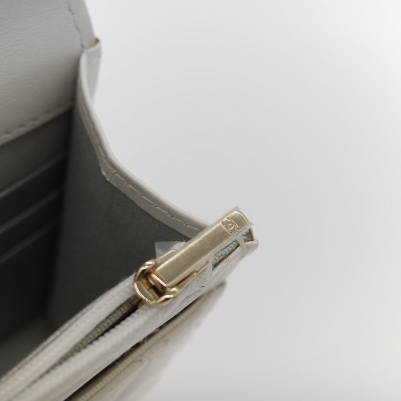 (春夏必備♥️)Chanel 香奈兒 白色菱格紋 牛皮 Handle 鏤空手柄 彩色皮穿鏈 WOC 鏈條錢包 斜挎包 手拿包 (卡位+手機位)-18